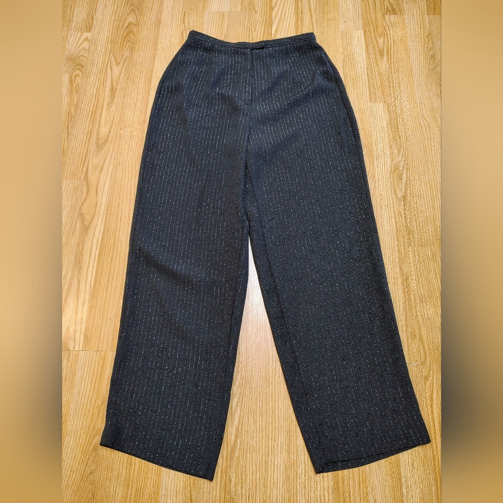Kathie Lee Collection Blackand Silver Striped Trousers Size 12